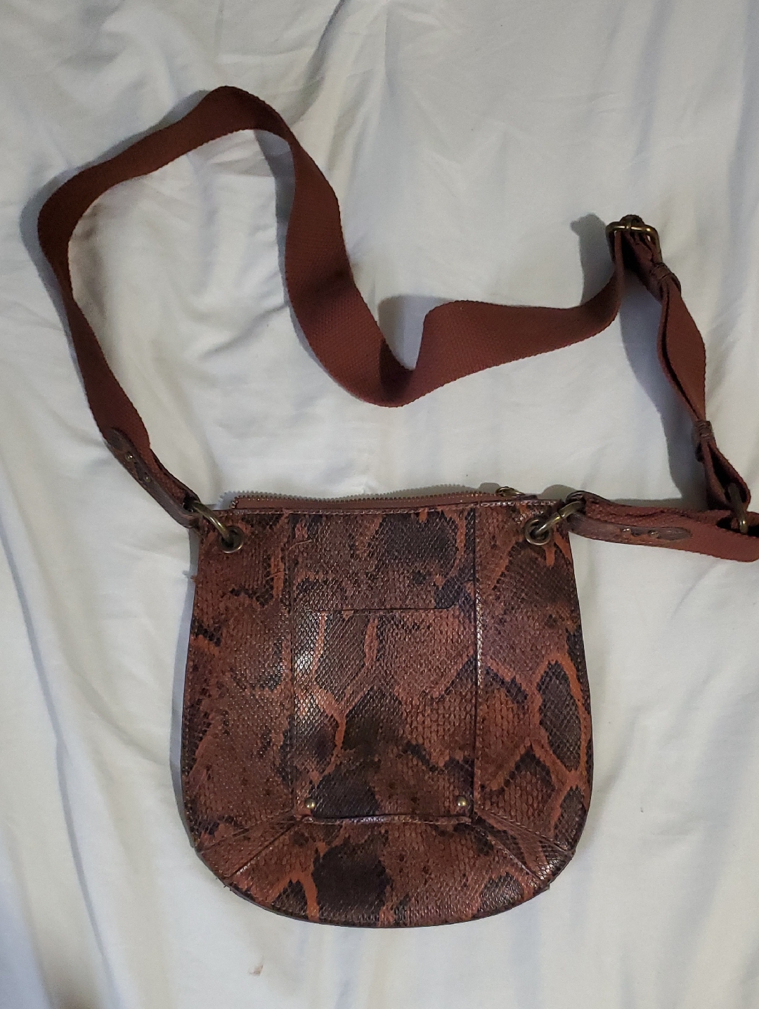 Brown Snakeskin Crossbody Shoulder Bag
